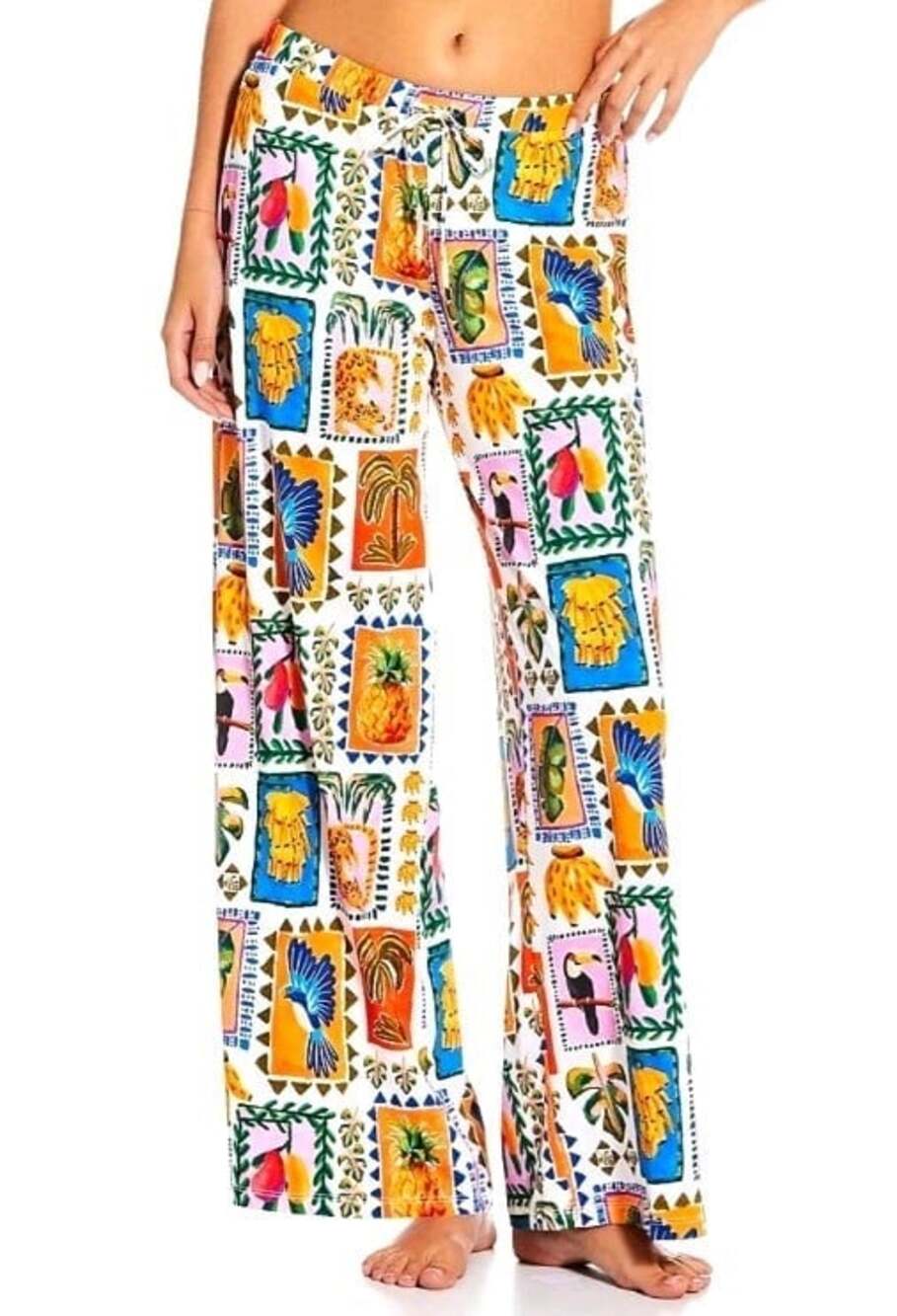Gibson Latimer Tropical Wide Leg Pants XS Multicolor Pull On Elastic Waist